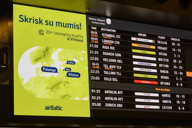 airBaltic files for bankruptcy protection VILNIUS, LITHUANIA - SEPTEMBER 17: A view of the departures screen at Vilnius Airport as the Latvia-based airBaltic files for restructuring under Chapter 11 bankruptcy protection in the United States amid rising fuel costs and liquidity pressures, in Vilnius, Lithuania, on September 17, 2026. Yauhen Yerchak Anadolu Vilnius Lithuania. Editorial use only. Please get in touch for any other usage.  Copyright: x2026xAnadoluxYauhenxYerchakx
