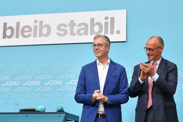 Berlin, Deutschland, 17.09.2026: Konrad-Adenauer-Haus: Wahlkampf-Schlussspurt der CDU: CDU-Spitzenkandidat für Berlin Stefan Evers und Bundeskanzler Friedrich Merz (CDU) Copyright: xdtsxNachrichtenagenturx dts_135262