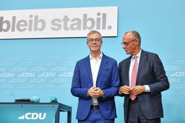 Berlin, Deutschland, 17.09.2026: Konrad-Adenauer-Haus: Wahlkampf-Schlussspurt der CDU: CDU-Spitzenkandidat für Berlin Stefan Evers und Bundeskanzler Friedrich Merz (CDU) Copyright: xdtsxNachrichtenagenturx dts_135265