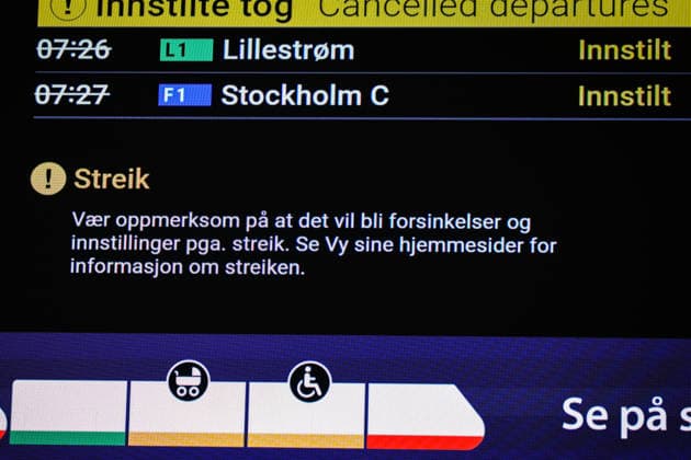 Togstreik fra fredag morgen Oslo 20260918. Oslo S fredag morgen. Norsk lokomotivforerforbund (NLF) og Vy ble ikke enige i meklingen. Fredag morgen gar lokforerne ut i streik. Foto: orn E. Borgen NTB Oslo Norge o5wdxagsHQo EDITORIAL USE ONLY Ref:_BNCo5wdxagsHQo.jpg Copyright: xornxE.xBorgenxx xNTBx
