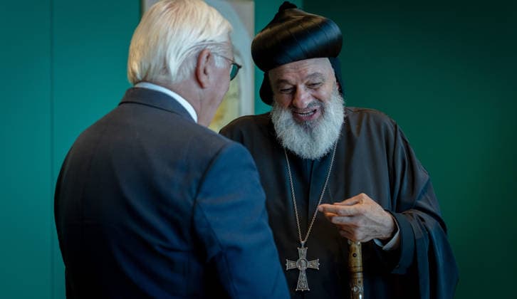 Ignatius Aphrem II., Patriarch der Syrisch-Orthodoxen Kirche, Bundespräsident, Frank-Walter Steinmeier Berlin, Amtssitz am Spreebogen, Bundespräsident, Frank-Walter Steinmeier, Ignatius Aphrem II., Patriarch der Syrisch-Orthodoxen Kirche von Antiochien Berlin Berlin GER