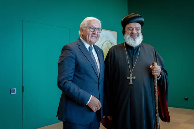Ignatius Aphrem II., Patriarch der Syrisch-Orthodoxen Kirche, Bundespräsident, Frank-Walter Steinmeier Berlin, Amtssitz am Spreebogen, Bundespräsident, Frank-Walter Steinmeier, Ignatius Aphrem II., Patriarch der Syrisch-Orthodoxen Kirche von Antiochien Berlin Berlin GER