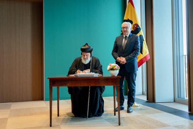 Ignatius Aphrem II., Patriarch der Syrisch-Orthodoxen Kirche, Bundespräsident, Frank-Walter Steinmeier Berlin, Amtssitz am Spreebogen, Bundespräsident, Frank-Walter Steinmeier, Ignatius Aphrem II., Patriarch der Syrisch-Orthodoxen Kirche von Antiochien Berlin Berlin GER