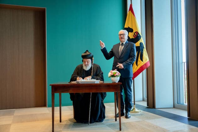 Ignatius Aphrem II., Patriarch der Syrisch-Orthodoxen Kirche, Bundespräsident, Frank-Walter Steinmeier Berlin, Amtssitz am Spreebogen, Bundespräsident, Frank-Walter Steinmeier, Ignatius Aphrem II., Patriarch der Syrisch-Orthodoxen Kirche von Antiochien Berlin Berlin GER
