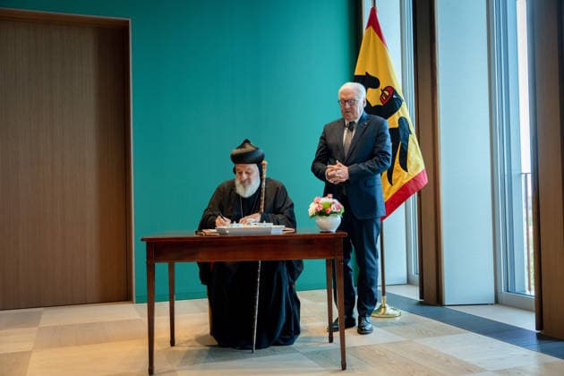 Ignatius Aphrem II., Patriarch der Syrisch-Orthodoxen Kirche, Bundespräsident, Frank-Walter Steinmeier Berlin, Amtssitz am Spreebogen, Bundespräsident, Frank-Walter Steinmeier, Ignatius Aphrem II., Patriarch der Syrisch-Orthodoxen Kirche von Antiochien Berlin Berlin GER