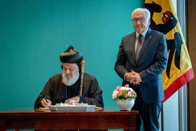 Ignatius Aphrem II., Patriarch der Syrisch-Orthodoxen Kirche, Bundespräsident, Frank-Walter Steinmeier Berlin, Amtssitz am Spreebogen, Bundespräsident, Frank-Walter Steinmeier, Ignatius Aphrem II., Patriarch der Syrisch-Orthodoxen Kirche von Antiochien Berlin Berlin GER