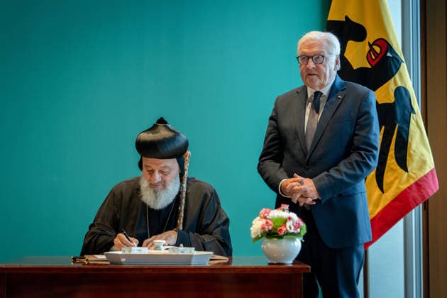 Ignatius Aphrem II., Patriarch der Syrisch-Orthodoxen Kirche, Bundespräsident, Frank-Walter Steinmeier Berlin, Amtssitz am Spreebogen, Bundespräsident, Frank-Walter Steinmeier, Ignatius Aphrem II., Patriarch der Syrisch-Orthodoxen Kirche von Antiochien Berlin Berlin GER