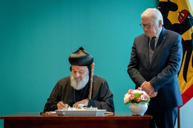 Ignatius Aphrem II., Patriarch der Syrisch-Orthodoxen Kirche, Bundespräsident, Frank-Walter Steinmeier Berlin, Amtssitz am Spreebogen, Bundespräsident, Frank-Walter Steinmeier, Ignatius Aphrem II., Patriarch der Syrisch-Orthodoxen Kirche von Antiochien Berlin Berlin GER