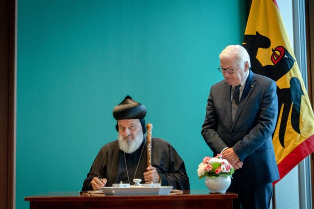 Ignatius Aphrem II., Patriarch der Syrisch-Orthodoxen Kirche, Bundespräsident, Frank-Walter Steinmeier Berlin, Amtssitz am Spreebogen, Bundespräsident, Frank-Walter Steinmeier, Ignatius Aphrem II., Patriarch der Syrisch-Orthodoxen Kirche von Antiochien Berlin Berlin GER