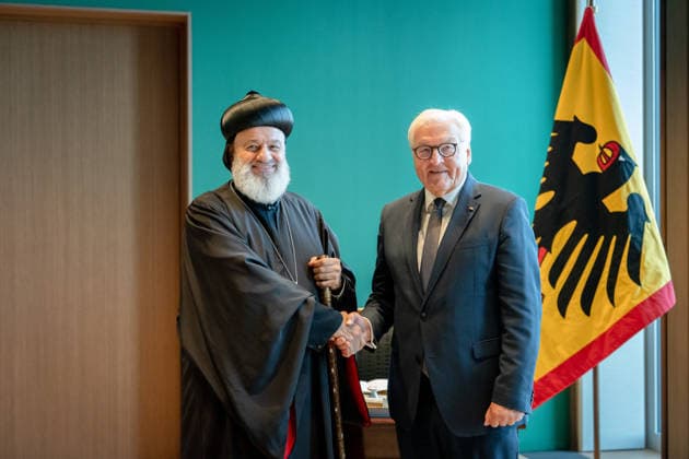 Ignatius Aphrem II., Patriarch der Syrisch-Orthodoxen Kirche, Bundespräsident, Frank-Walter Steinmeier Berlin, Amtssitz am Spreebogen, Bundespräsident, Frank-Walter Steinmeier, Ignatius Aphrem II., Patriarch der Syrisch-Orthodoxen Kirche von Antiochien Berlin Berlin GER