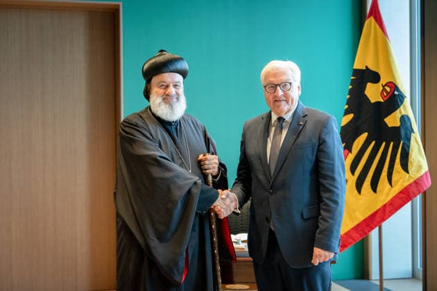 Ignatius Aphrem II., Patriarch der Syrisch-Orthodoxen Kirche, Bundespräsident, Frank-Walter Steinmeier Berlin, Amtssitz am Spreebogen, Bundespräsident, Frank-Walter Steinmeier, Ignatius Aphrem II., Patriarch der Syrisch-Orthodoxen Kirche von Antiochien Berlin Berlin GER
