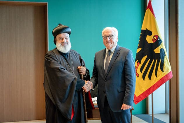 Ignatius Aphrem II., Patriarch der Syrisch-Orthodoxen Kirche, Bundespräsident, Frank-Walter Steinmeier Berlin, Amtssitz am Spreebogen, Bundespräsident, Frank-Walter Steinmeier, Ignatius Aphrem II., Patriarch der Syrisch-Orthodoxen Kirche von Antiochien Berlin Berlin GER
