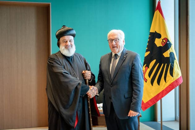 Ignatius Aphrem II., Patriarch der Syrisch-Orthodoxen Kirche, Bundespräsident, Frank-Walter Steinmeier Berlin, Amtssitz am Spreebogen, Bundespräsident, Frank-Walter Steinmeier, Ignatius Aphrem II., Patriarch der Syrisch-Orthodoxen Kirche von Antiochien Berlin Berlin GER