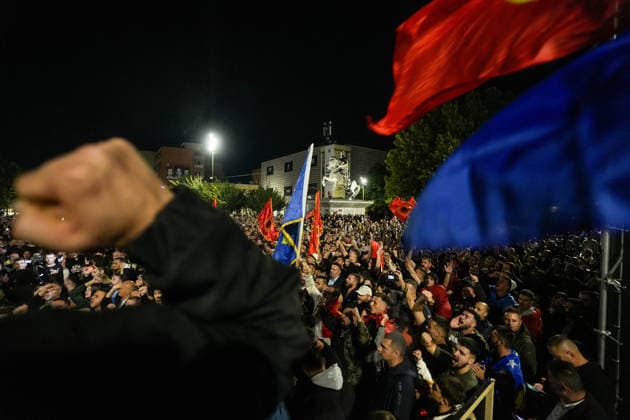 Kosovo Liberation Army protest in Prishtina, Kosovo Demonstrators gather at Pristina s Skanderbeg square during a second consecutive day of protests in Prishtina, Kosovo, September 17, 2026, following the conviction of four former Kosovo Liberation Army (KLA) leaders by the Kosovo Specialist Chambers in The Hague. Demonstrations continued in the Kosovo capital after former president Hashim Thaci and Jakup Krasniqi were sentenced to 25 years in prison each, Kadri Veseli to 18 years and Rexhep Selimi to 13 years for war crimes linked to the 1998 99 Kosovo conflict. All four were acquitted of crimes against humanity. Pristina Kosovo  Copyright: xMatrixxImages ErmalxMetax