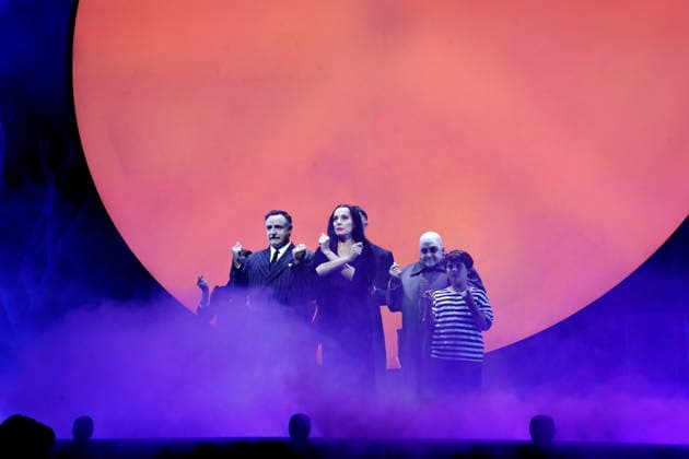 September 18, 2026, Madrid, Community Of Madrid, Spain: Cast members perform on stage during a media preview of two musical numbers from La Familia Addams: El Musical (The Addams Family: The Musical) at the Teatro Calderon on Friday, September 18, 2026, in Madrid, Spain. The exclusive press photocall showcased the vibrant and highly anticipated unconventional comedy, which brings the macabre and beloved Addams family to life with spectacular, life-sized set designs. Offering a tragicomic twist as Wednesday Addams falls in love with a normal boy, the production blends grand orchestral parodies, dark humor, and a surprisingly emotional core about teenage love and acceptance, putting traditional showbusiness cliches under the microscope wi  - ZUMAo127 20260918_zep_o127_077 Copyright: xHugoxOrtunox