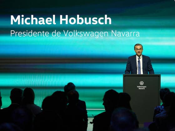 Volkswagen Navarra Announces the Start of Production of the Volkswagen ID. Cross Volkswagen Navarra President Michael Hobusch speaks during the presentation of the new model at the Volkswagen Navarra facility on September 18, 2026, in Pamplona, Navarra, Spain. The Volkswagen Navarra plant, located in the Landaben Industrial Park in Pamplona, begins mass production today of its new all-electric SUV, the Volkswagen ID Cross, marking a key milestone in the brand’s electrification. SEPTEMBER 18, 2026 Pamplona, Navarra Pamplona, Navarra, Spain Copyright: xEduardoxParrax 7783390