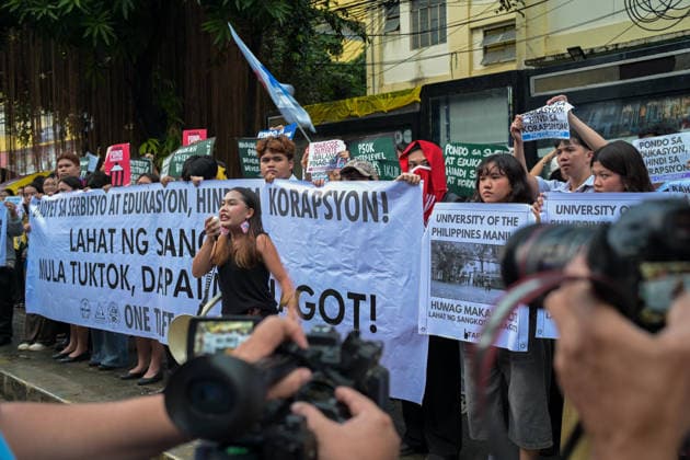September 18, 2026, Philippines: Students from La Salle along with One Taft, a coalition of Taft-based schools, stage a Black Friday Protest on Friday at Taft Ave, Metro Manila. It coincided with the Black Friday Protests from different universities and a preparation for the mass movement on Sept. 21 for the Martial Law anniversary. Among the calls were for the alleged human rights abuses, corruption, and the Pax Silica initiative under the administration of President Ferdinand Marcos Jr. Philippines  - ZUMAr240 20260918_zip_r240_020 Copyright: xMarcxDominicxRostratax