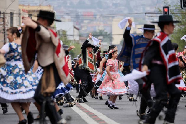 Valparaiso, September 18, 2026 Groups of cueca dancers perform a cueca during the commemoration of the 216th anniversary of National Independence, a ceremony held on Pedro Montt Avenue. Sebastian Cisternas Aton Chile, Valparaiso, Chile Aton 1191686  Copyright: SEBASTIANxCISTERNAS xATONxCHILE