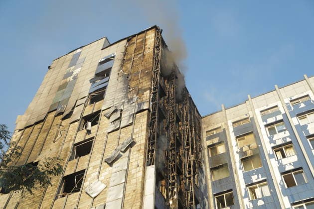 Firefighters respond after attacks in Odesa ODESA, UKRAINE - SEPTEMBER 18: A view of the damaged building as firefighters are dispatched to the scene after two consecutive attacks hit the central part of Odesa, Ukraine, on September 18, 2026. The second strike occurs while emergency and rescue services are working to deal with the aftermath of the first attack and assist people. Arthur Shvits Anadolu Odesa Ukraine. Editorial use only. Please get in touch for any other usage.  Copyright: x2026xAnadoluxArthurxShvitsx