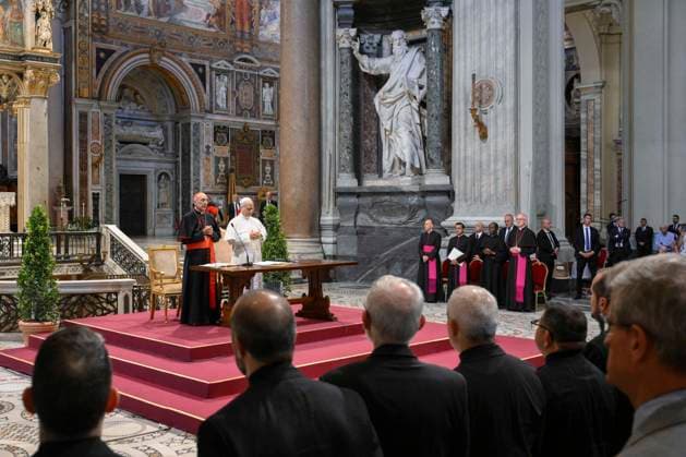 Italy, Rome,Vatican : Pope Leo XIV during the Diocesan Assembly at the Basilica of St John Lateran Italy,Rome,Vatican 2026 09 18 Pope Leo XIV during the Diocesan Assembly at the Basilica of St John Lateran in Rome .Copyright VATICAN MEDIA Catholicpressphoto EDITORIAL USE ONLY - NO BOOKS Copyright: xVATICANxMEDIA xCatholicxPressxPhotox