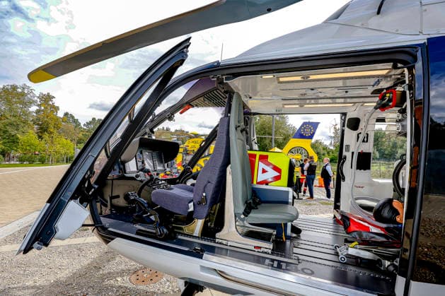 AirMed World Congress 2026 AirMed World Congress 2026: Airbus H 140, neue Generation, Kabine mit Patientenraum (rechts), Cockpit (links) München Bergson Kunstkraftwerk Bayern Germany