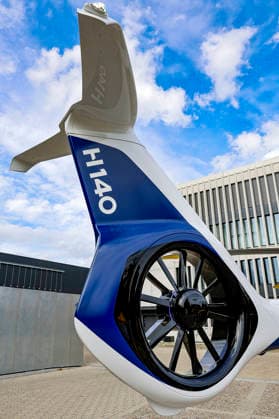 AirMed World Congress 2026 AirMed World Congress 2026: Airbus H 140, neue Generation, Heckansicht mit Feneston als Heckrotor München Bergson Kunstkraftwerk Bayern Germany