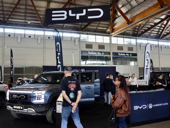 SYDNEY, AUSTRALIA - SEPTEMBER 18: Australian residents visit the BYD booth during the Everything Electric Sydney exhibition on September 18, 2026 in Sydney, Australia. The event features various Chinese automotive brands showcasing their latest electric vehicles.  Copyright: xChinaxNewsxServicex 111667753994