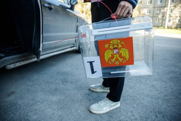 Russia. Berezovsky, Sverdlovsk region. Elections at the polling station in the Wedding House. IlyaxMoskovets