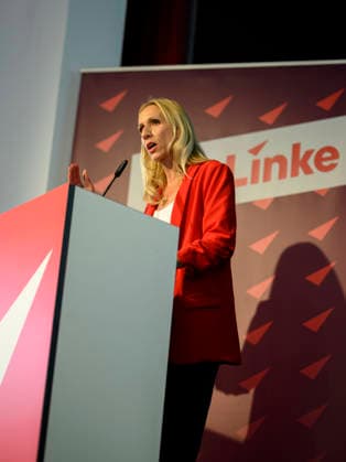 Alexandra Mehdi (Spitzenkandidatin Landtagswahl NRW 2027) bei der Generaldebatte, am 19.09.2026 Die Linke NRW Landesparteitag, vom 19.09. - 20.09.2026 in Mülheim an der Ruhr Deutschland. Stadthalle