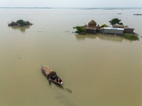 Flood-hit families struggle as waters recede in Rajshahi RAJSHAHI, BANGLADESH, SEPTEMBER 19, 2026: Flood-affected residents shelter with their cattle along the Rajshahi city protection embankment as waters begin to recede in Middle Char. Families displaced or affected by flooding continue to face shortages of food, safe drinking water and livestock feed, while some residents remain in partially submerged homes. Local authorities have been distributing food and other assistance to affected families in the area. Rajshahi Bangladesh Copyright: x xBipulxAhmedx xJNAxPressx