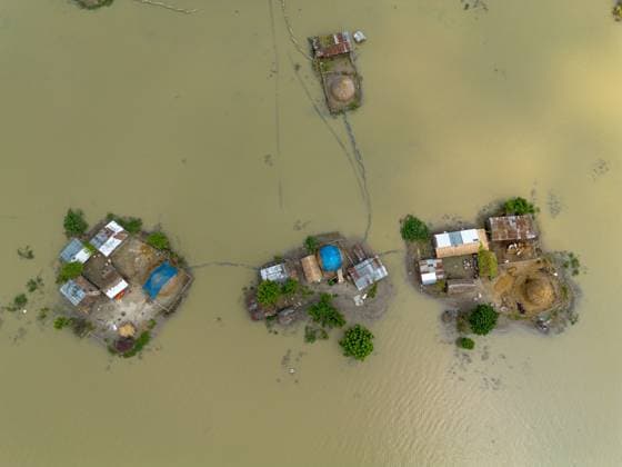 Flood-hit families struggle as waters recede in Rajshahi RAJSHAHI, BANGLADESH, SEPTEMBER 19, 2026: Flood-affected residents shelter with their cattle along the Rajshahi city protection embankment as waters begin to recede in Middle Char. Families displaced or affected by flooding continue to face shortages of food, safe drinking water and livestock feed, while some residents remain in partially submerged homes. Local authorities have been distributing food and other assistance to affected families in the area. Rajshahi Bangladesh Copyright: x xBipulxAhmedx xJNAxPressx