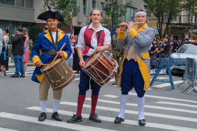 September 19, 2026, New York, New York, USA: Remembering the American Revolution at the annual German American Steuben Parade that marched up Fifth Avenue .celebrating the German American community and Prussian General Friedrich Wilheim Von Steuben.who served with General George Washington during the Revolutionary War. It honors German American.identity with social clubs, religious groups, schools, sport clubs and musicians from Germany. German NATO.troops marched up the avenue as well in the procession. New York USA  - ZUMAh156 20260919_znp_h156_023 Copyright: xMiloxHessx