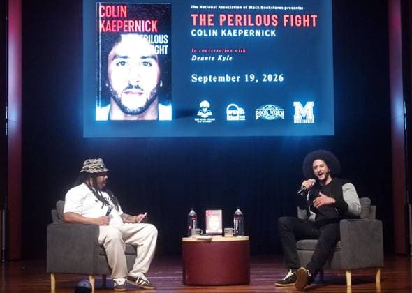 RECORD DATE NOT STATED Deante Kyle, Colin Kaepernick at in-store appearance for Colin Kaepernick Memoir THE PERILOUS FIGHT Book Launch Celebration, Morehouse College, Atlanta, GA, September 19, 2026. Photo By: Derek Storm Everett Collection Colin Kaepernick Memoir THE PERILOUS FIGHT Book Launch Celebration PUBLICATIONXNOTxINxCANxCHNxFRAxITAxJPNxNORxPOLxRUSxESPxUKxUSA