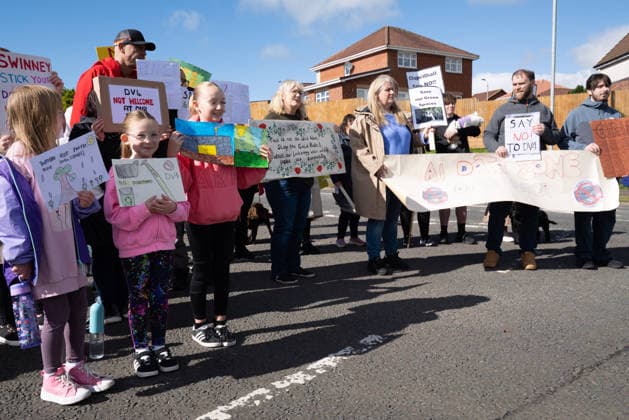 September 20, 2026, Chapelhall, Scotland, UK: Residents and their supporters opposed to plans for a hyperscale data centre in Chapelhall, North Lanarkshire, held a protest at the site of the proposed 24 acre development. They cite concerns that the 100MW development, which could eventually form part of a larger 500MW AI Growth Zone in the area, will have negative impacts on local traffic, noise levels, energy infrastructure and wildlife habitat. Chapelhall UK - ZUMAs357 20260920_zip_s357_005 Copyright: xCameronxScottx
