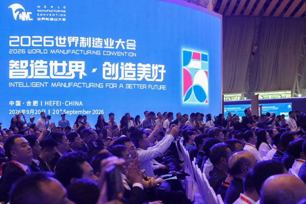 (260920) -- HEFEI, Sept. 20, 2026 -- This photo taken on Sept. 20, 2026 shows the opening ceremony of the 2026 World Manufacturing Convention (WMC) in Hefei, east China s Anhui Province. Themed Intelligent Manufacturing For a Better Future, the 2026 WMC kicked off here on Sunday. ) CHINA-ANHUI-HEFEI-2026 WORLD MANUFACTURING CONVENTION (CN) ChangxNengjia 