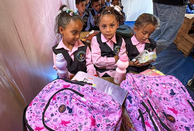 Palestinian Students Attend Opening of Orphans School in Deir el-Balah Palestinian students attend the opening of a school for orphans under the patronage of the Egyptian Committee for the Relief of the People of Gaza in Deir el-Balah, central Gaza Strip, on September 20, 2026, as the new academic year begins. According to the committee, the school is part of efforts to provide education for children who lost one or both parents during the war, amid widespread damage to schools and shortages of educational facilities and equipment across the Gaza Strip. Photo by Ahmed Ibrahim apaimages Deir al-Balah Gaza Palestinian Territory 200926_Deir_al-Balah_AI_00(16) Copyright: xapaimagesxAhmedxIbrahimx xapaimagesx
