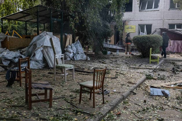 September 20, 2026, Kramatorsk, Donetsk, Ukraine: Firefighters work in a school destroyed by a Russian airstrike that was serving as an evacuation center in Kramatorsk. Kramatorsk Ukraine  - ZUMAb286 20260920_zip_b286_024 Copyright: xFranciscoxRichartx
