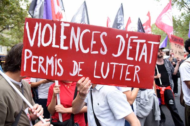 Demonstration Against Police Violences and Impunity - Paris March against the bill dubbed the permis de tuer (license to kill), which would grant police and gendarmes a presumption of legitimate self-defence when using firearms, called by a coalition including Amnesty International France, the Ligue des droits de l Homme (Human Rights League) and the SAVE collective, in Paris, on September 20, 2026. Photo by Alain Apaydin ABACAPRESS.COM Paris France  Copyright: xApaydinxAlain ABACAx