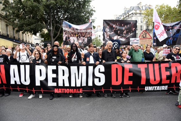 Demonstration Against Police Violences and Impunity - Paris March against the bill dubbed the permis de tuer (license to kill), which would grant police and gendarmes a presumption of legitimate self-defence when using firearms, called by a coalition including Amnesty International France, the Ligue des droits de l Homme (Human Rights League) and the SAVE collective, in Paris, on September 20, 2026. Photo by Alain Apaydin ABACAPRESS.COM Paris France  Copyright: xApaydinxAlain ABACAx