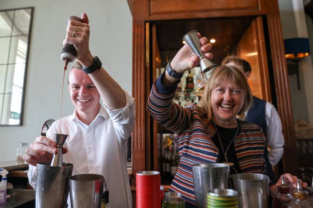 September 20, 2026, Brighton, East Sussex, UK: Brighton, UK. Liberal Democrat investment and trade spokesperson Josh Reynolds (R) and Sarah Gibson MP (L) for Chippenham prepare a cocktail drink at the Brighton Grand as part of the Brighton Cocktail Festival on day two of the partys autumn conference at the Brighton Centre, East Sussex. Brighton UK  - ZUMAl94_ 20260920_zaf_l94_060 Copyright: xDinendraxHariax