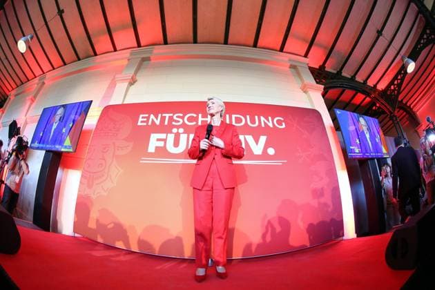 Schwerin, Mecklenburg-Vorpommern, Deutschland, 20.09.2026: Orangerie am Schweriner Schloss: SPD-Wahlparty zur Landtagswahl in Mecklenburg-Vorpommern 2026: Manuela Schwesig auf SPD-Wahlparty Copyright: xdtsxNachrichtenagenturx dts_135390