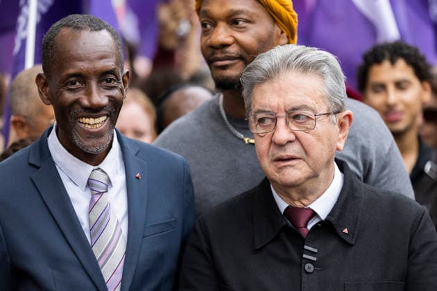 Demonstration Against Police Violences and Impunity - Paris Bally Bagayoko, LFI mayor of Saint Denis and French left-wing party La France Insoumise (LFI) founder and candidate in France’s 2027 presidential election Jean-Luc Melenchon takes part in a march against the bill dubbed the permis de tuer (license to kill), which would grant police and gendarmes a presumption of legitimate self-defence when using firearms, called by a coalition including Amnesty International France, the Ligue des droits de l Homme (Human Rights League) and the SAVE collective, in Paris, on September 20, 2026.Photos by Jeremy Paoloni ABACAPRESS.COM Paris France  Copyright: xPaolonixJeremy ABACAx