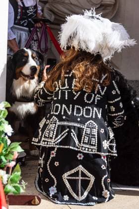 September 20, 2026, London, London, England: Pearly Kings and QueenÃ¢â‚¬â ¢s of London gather with city Mayors, Chelsea pensioner war veterans and dignitaries at Guildhall Yard for the annual Costermongers Harvest Festival celebration. Morris dancers and choirs performed along with the Pearly Kings and Queens who led a sing-a-long of traditional favourite songs such as: Ã¢â‚¬ËœKnees up Mother BrownÃ¢â‚¬â ¢ and Ã¢â‚¬ËœDoing the Lambeth walkÃ¢â‚¬â ¢. A procession followed to the spiritual home of LondonÃ¢â‚¬â ¢s Ã¢â‚¬ËœEastendersÃ¢â‚¬â ¢ at St Mary-le-Bow Church. Tradition has it that anyone born within earshot of the Bow Bells can claim to be a true Cockney. The march was led by a pearly prince carrying a plaited loaf of bread that was prese - ZUMAr169 20260920_zip_r169_002 Copyright: xRodxHarbinsonx