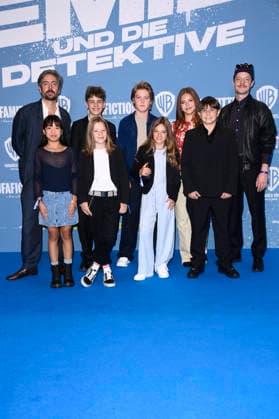 David Dietl, Ai Vy Bui, Nicholas Jonah Peter, Bela Louis Plass, Camille Moltzen, Lara Toni Lüdders, Zahide Kayaci, Kilian Kasa und Merlin Sandmeyer bei der Premiere des Kinofilms Emil und die Detektive im Kino in der KulturBrauerei. Berlin, 20.09.2026