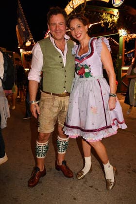 Andreas Meister and Lola Paltinger during the 2026 Oktoberfest in front of the Almauftrieb at Theresienwiese on September 20, 2026 in Munich, Germany Oktoberfest - the Almauftrieb at Theresienwiese in Munich, Germany