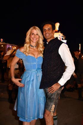 Natascha Gruen and Param Multani during the 2026 Oktoberfest in front of the Almauftrieb at Theresienwiese on September 20, 2026 in Munich, Germany Oktoberfest - the Almauftrieb at Theresienwiese in Munich, Germany