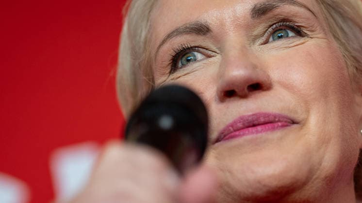 Ministerpräsidentin und SPD-Spitzenkandidatin Manuela Schwesig gegen 18:20 Uhr auf der SPD-Wahlparty in der Orangerie des Schweriner Schlosses;Wahlabend Landtagswahl 2026 Mecklenburg-Vorpommern, Schwerin Mecklenburg-Vorpommern Deutschland Schweriner Schloss und Umgebung