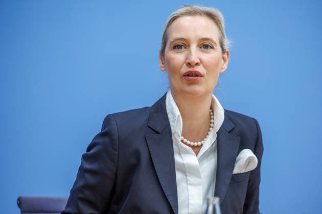 Auswirkungen der Landtagswahlen in Berlin Alice Weidel, Bundessprecherin der AfD und Co-Vorsitzende der AfD-Fraktion im Deutschen Bundestag Tino Chrupalla, Bundessprecher der AfD und Co-Vorsitzender der AfD-Fraktion im Deutschen Bundestag Kristin Brinker, AfD-Spitzenkandidatin für Berlin Leif-Erik Holm, AfD- Kandidat für das Amt des Ministerpräsidenten in Mecklenburg-Vorpommern zum Thema Auswirkungen der Landtagswahlen in Berlin und Mecklenburg-Vorpommern auf die Bundespolitik am 21.09.2026 in Berlin. Berlin Berlin Deutschland Haus der Bundespressekonferenz