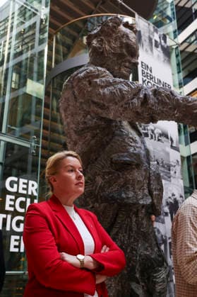 Franziska Giffey bei der Pressekonferenz nach den Landtagswahlen in Berlin und Mecklenburg Vorpommern im Willy Brandt Haus am 21.09.26 SPD-Spitze zur PK nach Landtagswahlen in Berlin