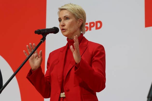 Manuela Schwesig bei der Pressekonferenz nach den Landtagswahlen in Berlin und Mecklenburg Vorpommern im Willy Brandt Haus am 21.09.26 SPD-Spitze zur PK nach Landtagswahlen in Berlin